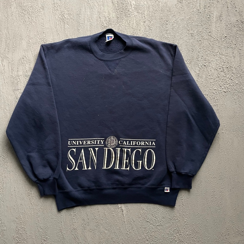 Vintage UCSD University California San Diego Sweatshirt Mens L Navy 90s Russell